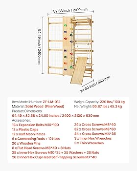 Amazon.com: VEVOR Swedish Ladder Wall Gym, 9-in-1 12-Level Solid